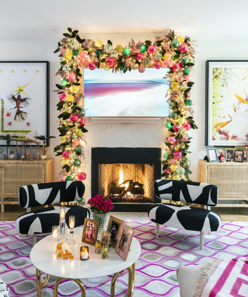 Professional Decorated Christmas Mantle in a Residential Home Using Garlands