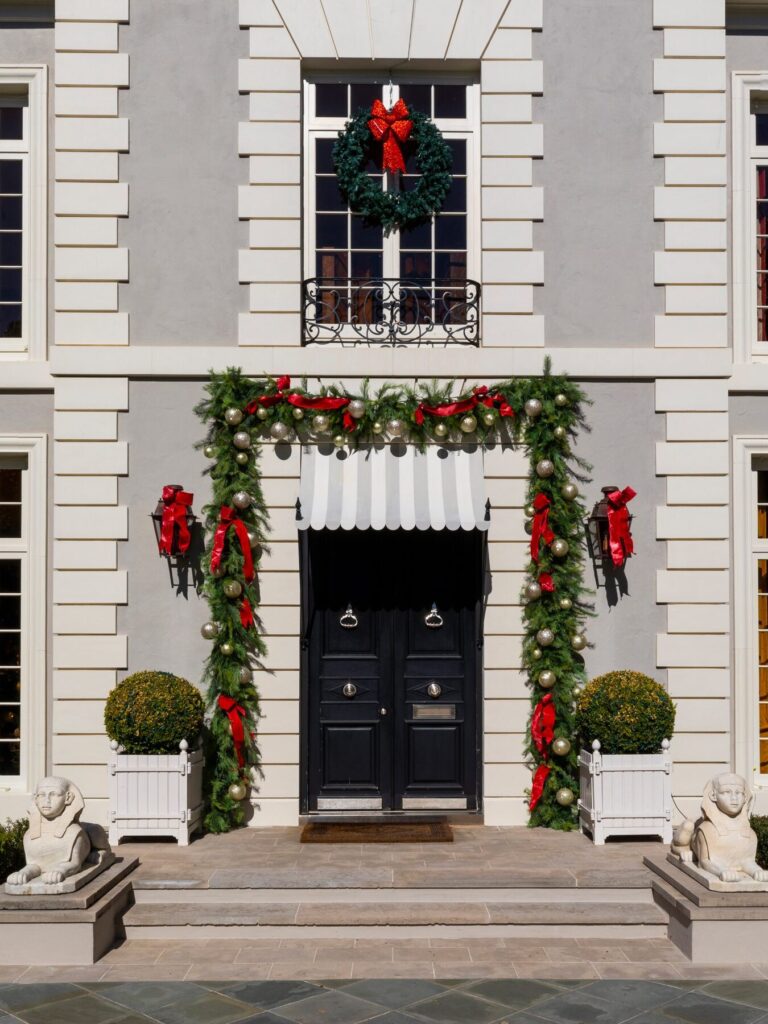 Residential Home decorated with Christmas Wreaths and Garlands